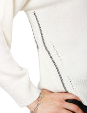MAGLIA DONNA ALPHA STUDIO LATTE DOLCEVITA CON CUCITURE TRICOT 100% LANA MERINOS