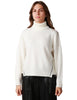 Maglia donna alpha studio latte dolcevita con cuciture tricot 100% lana merinos