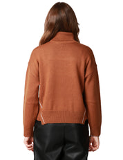MAGLIA DOLCEVITA DONNA ALPHA STUDIO NOCCIOLA CON CUCITURE TRICOT 100% LANA MERINOS