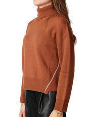 MAGLIA DOLCEVITA DONNA ALPHA STUDIO NOCCIOLA CON CUCITURE TRICOT 100% LANA MERINOS