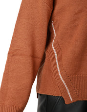 MAGLIA DOLCEVITA DONNA ALPHA STUDIO NOCCIOLA CON CUCITURE TRICOT 100% LANA MERINOS