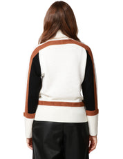 MAGLIA DONNA ALPHA STUDIO LATTE A COLLO ALTO CON DETTAGLI A CONTRASTO