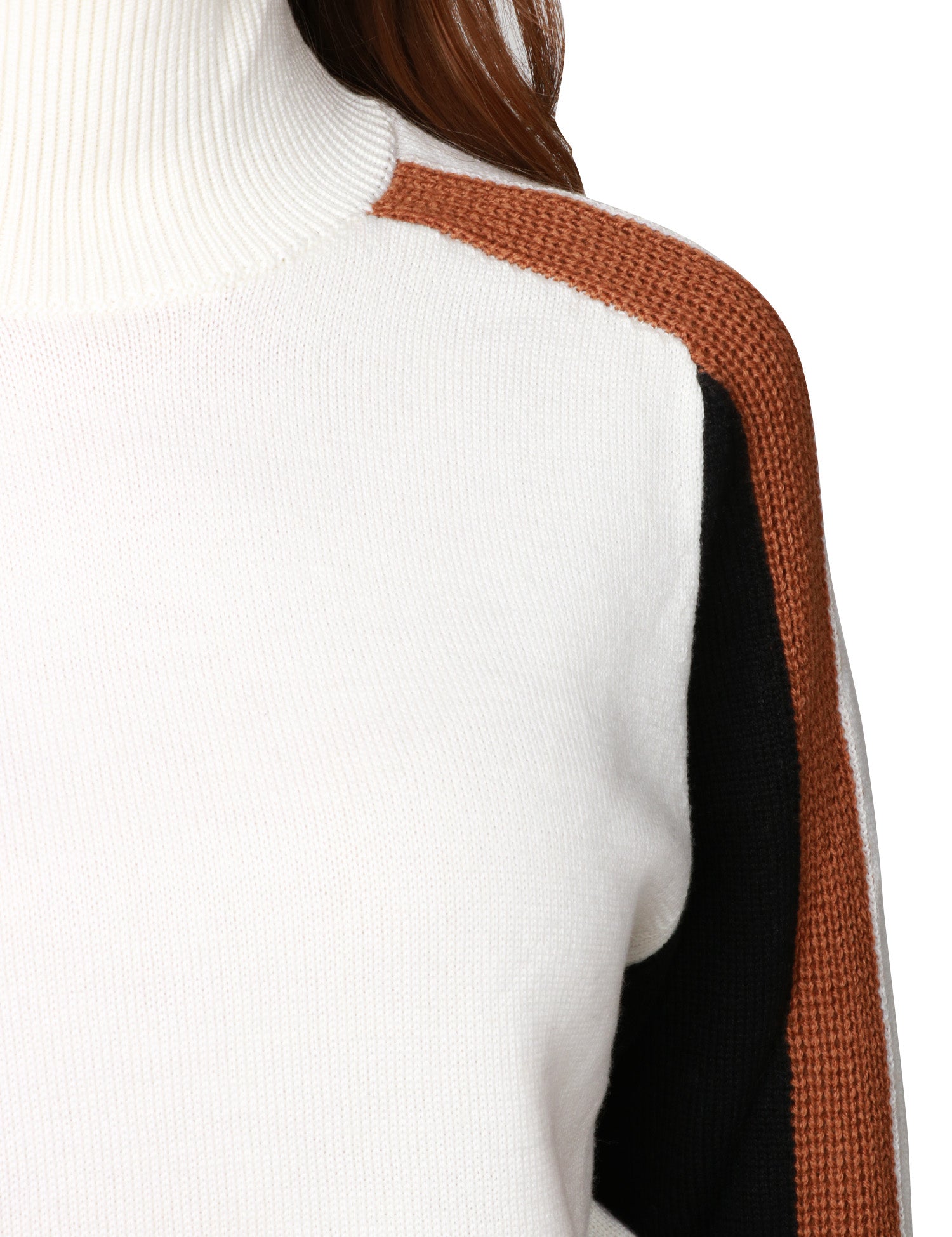 MAGLIA DONNA ALPHA STUDIO LATTE A COLLO ALTO CON DETTAGLI A CONTRASTO