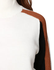 MAGLIA DONNA ALPHA STUDIO LATTE A COLLO ALTO CON DETTAGLI A CONTRASTO