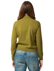 MAGLIA POLO DONNA ALPHA STUDIO PISTACCHIO A MANICA LUNGA CON BOTTONI IN TONO 100% LANA GEELONG