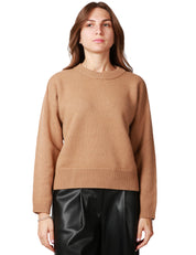 MAGLIA DONNA ALPHA STUDIO CAMMELLO GIROCOLLO BOXY IN LANA GEELONG EXTRAFINE