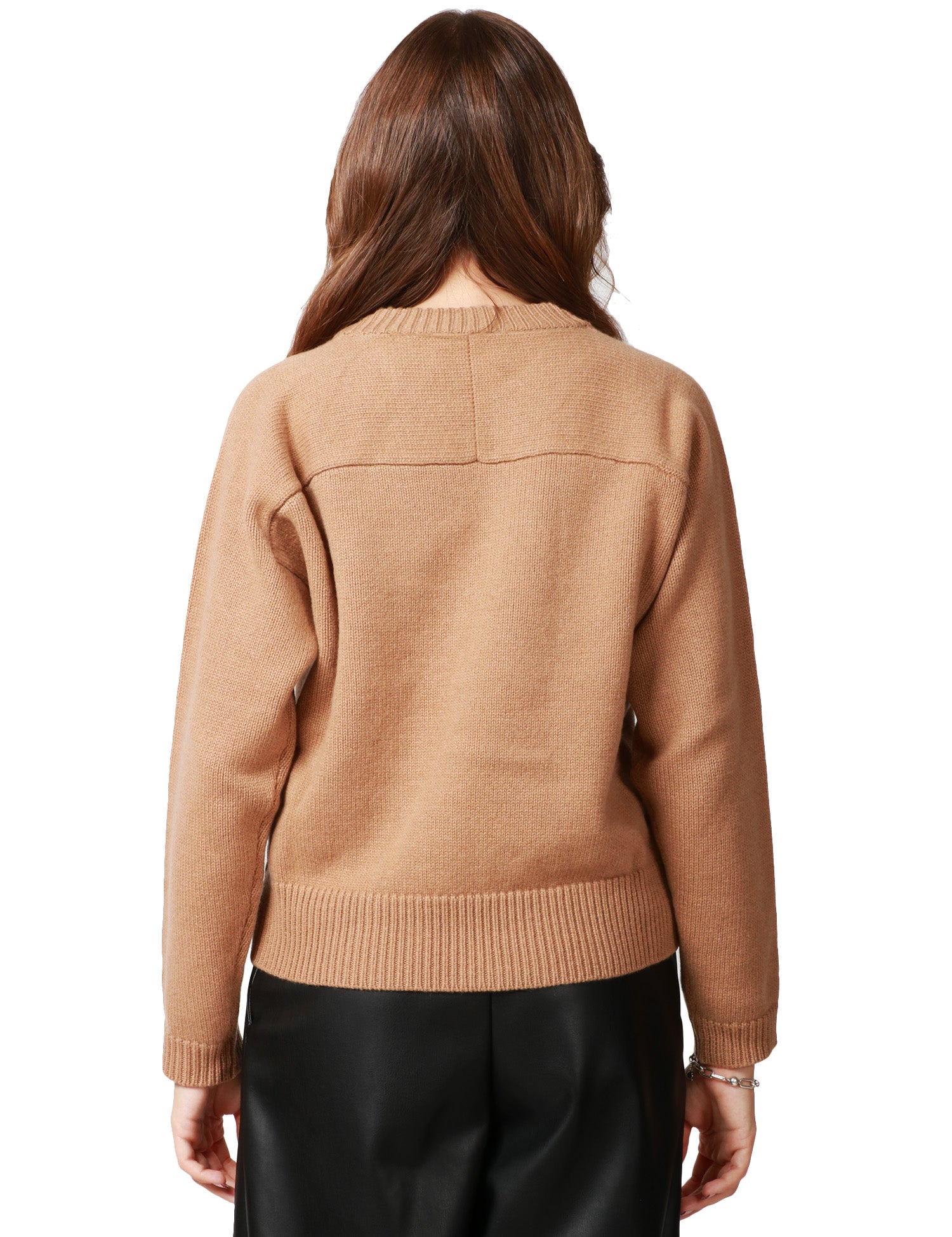MAGLIA DONNA ALPHA STUDIO CAMMELLO GIROCOLLO BOXY IN LANA GEELONG EXTRAFINE