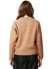 MAGLIA DONNA ALPHA STUDIO CAMMELLO GIROCOLLO BOXY IN LANA GEELONG EXTRAFINE