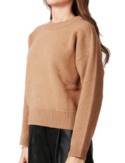 MAGLIA DONNA ALPHA STUDIO CAMMELLO GIROCOLLO BOXY IN LANA GEELONG EXTRAFINE