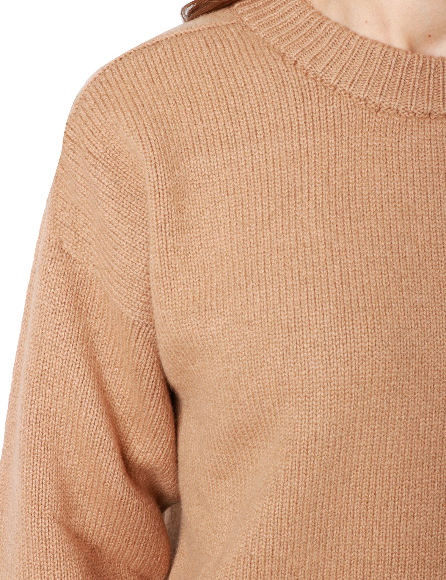 MAGLIA DONNA ALPHA STUDIO CAMMELLO GIROCOLLO BOXY IN LANA GEELONG EXTRAFINE