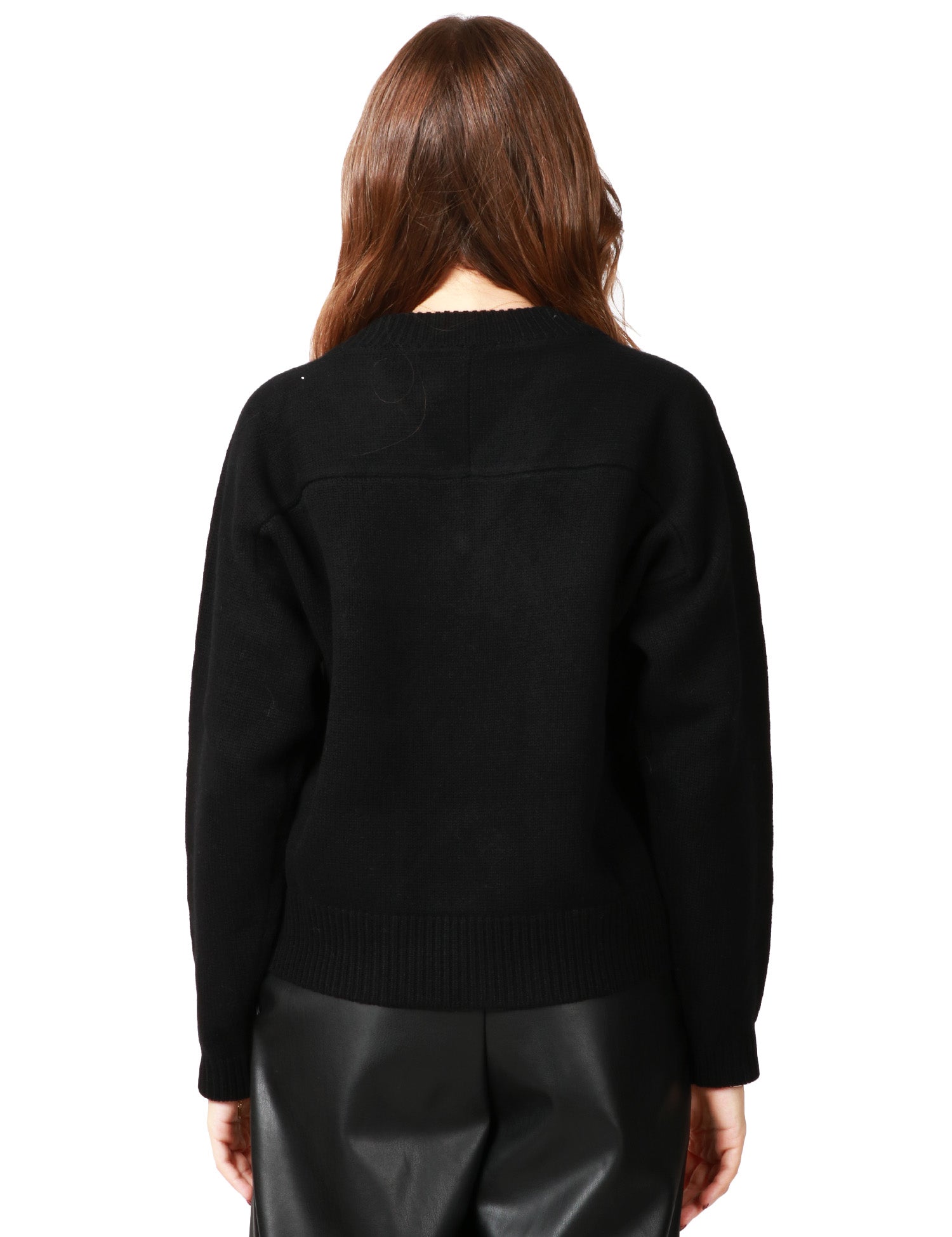 MAGLIA DONNA ALPHA STUDIO NERA CON SCOLLO A V IN LANA MERINOS