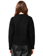 MAGLIA DONNA ALPHA STUDIO NERA CON SCOLLO A V IN LANA MERINOS