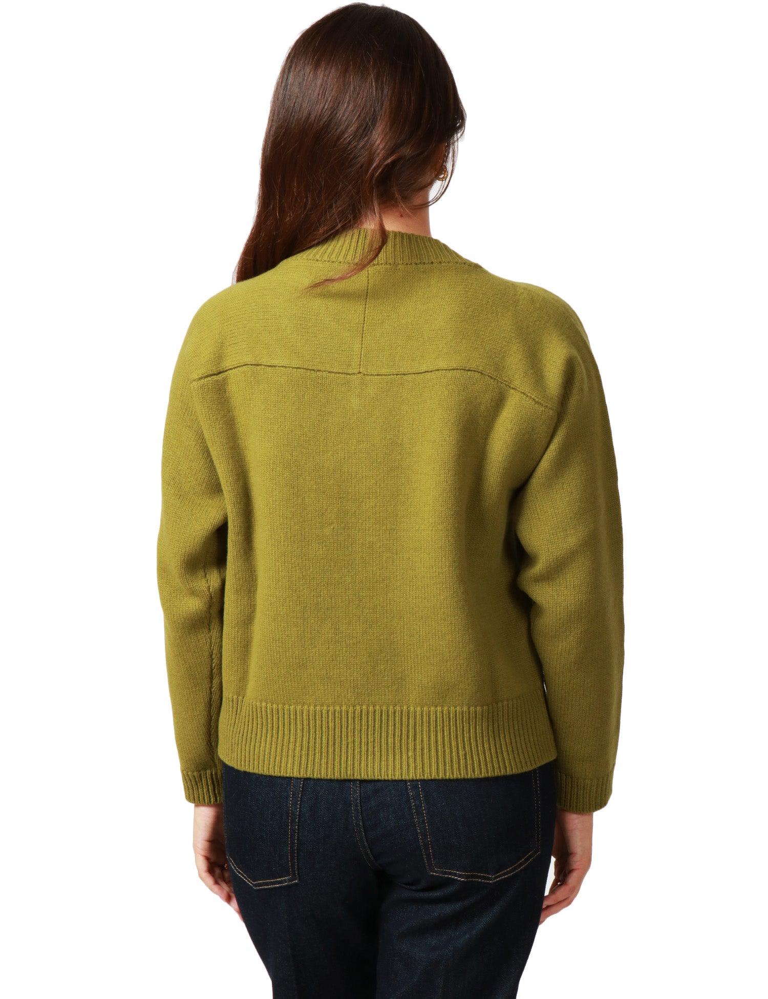 MAGLIA DONNA ALPHA STUDIO PISTACCHIO CON SCOLLO A V IN LANA VERGINE EXTRAFINE