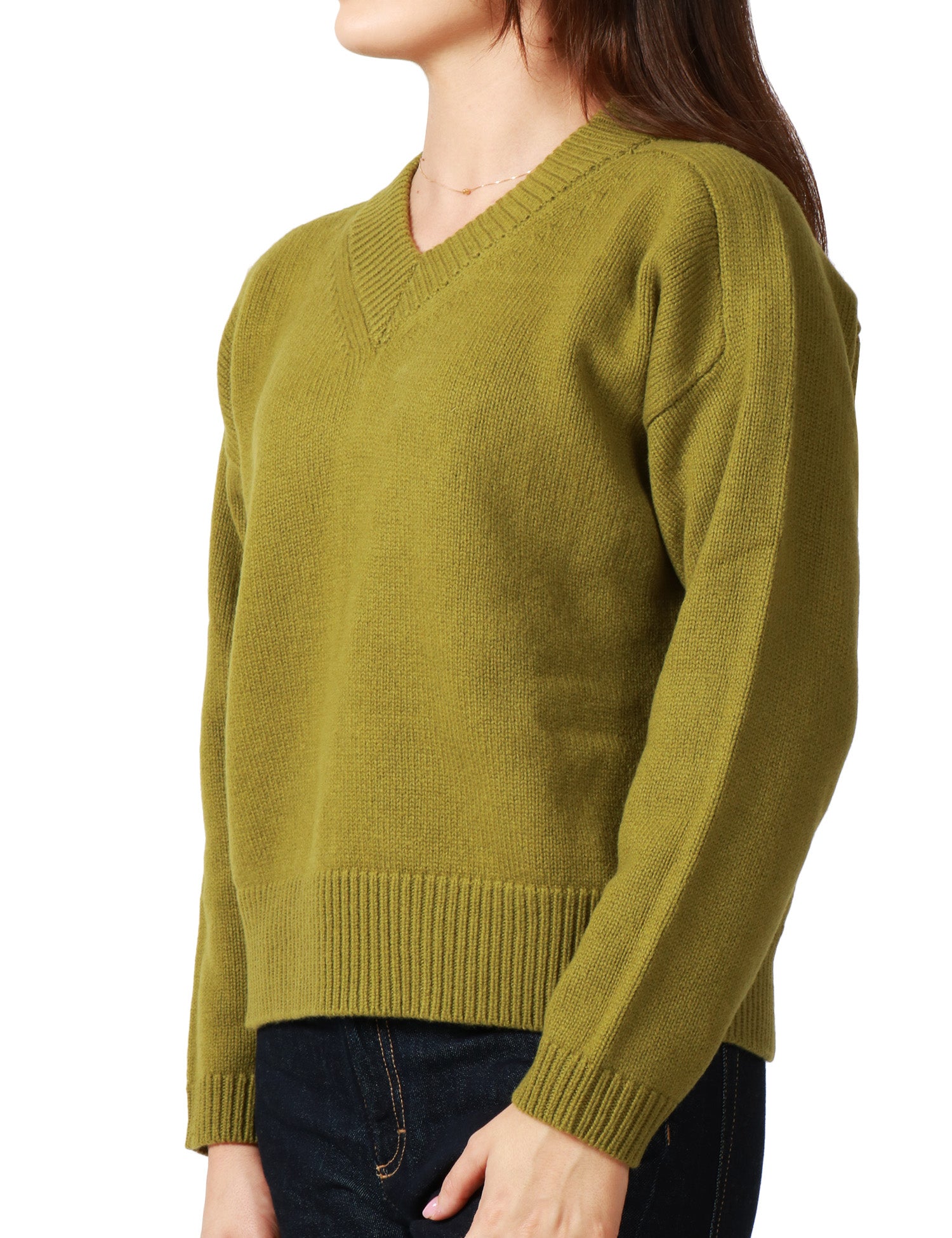 MAGLIA DONNA ALPHA STUDIO PISTACCHIO CON SCOLLO A V IN LANA VERGINE EXTRAFINE