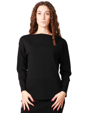 MAGLIA DONNA ALPHA STUDIO NERA IN LANA A MANICA LUNGA CON SCOLLO A BARCA