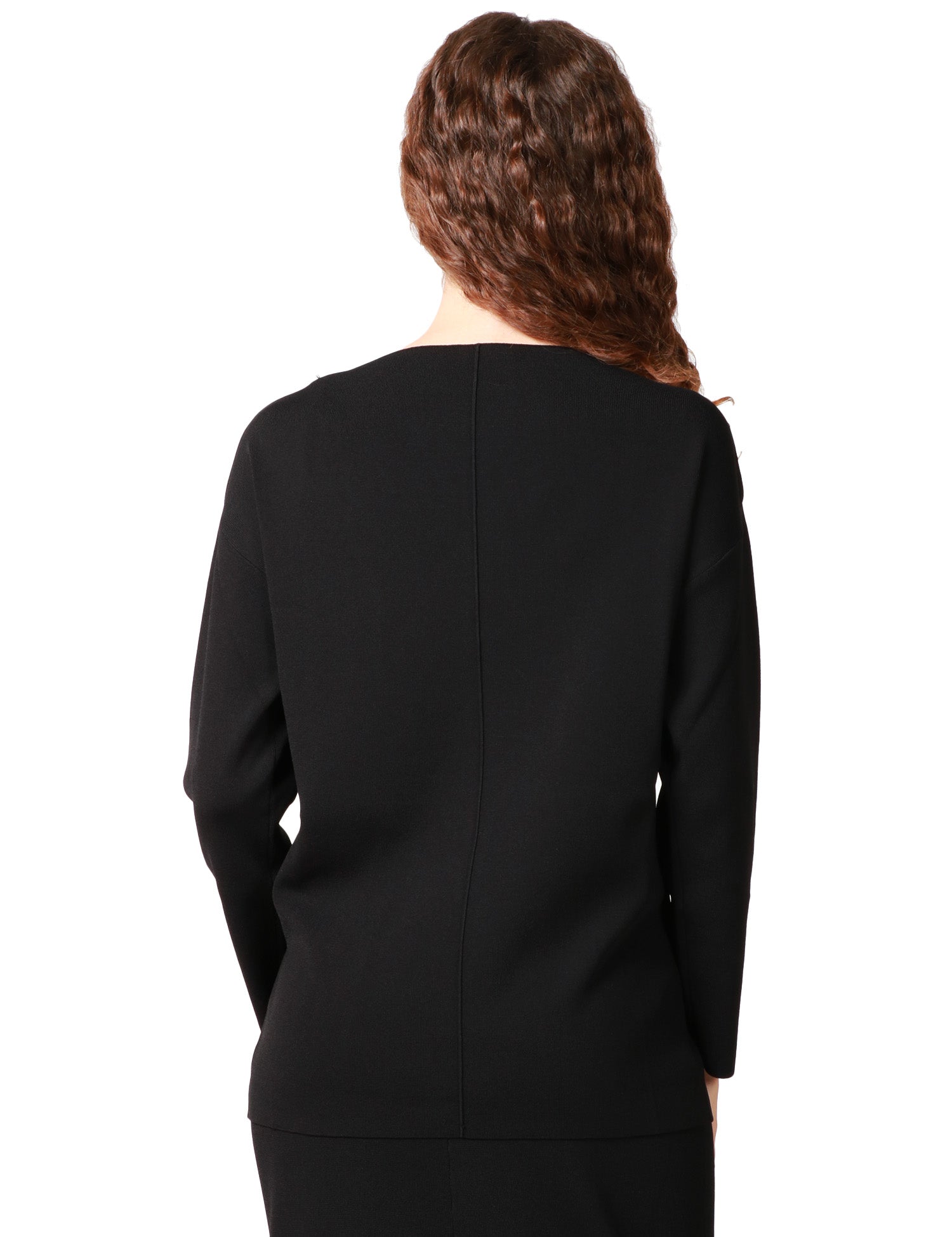 MAGLIA DONNA ALPHA STUDIO NERA IN LANA A MANICA LUNGA CON SCOLLO A BARCA