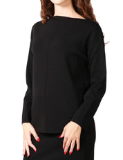 MAGLIA DONNA ALPHA STUDIO NERA IN LANA A MANICA LUNGA CON SCOLLO A BARCA