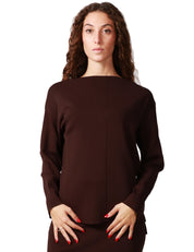 MAGLIA DONNA ALPHA STUDIO MORO IN LANA A MANICA LUNGA CON SCOLLO A BARCA
