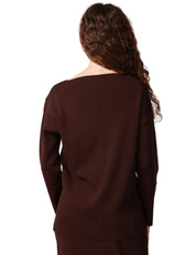 MAGLIA DONNA ALPHA STUDIO MORO IN LANA A MANICA LUNGA CON SCOLLO A BARCA