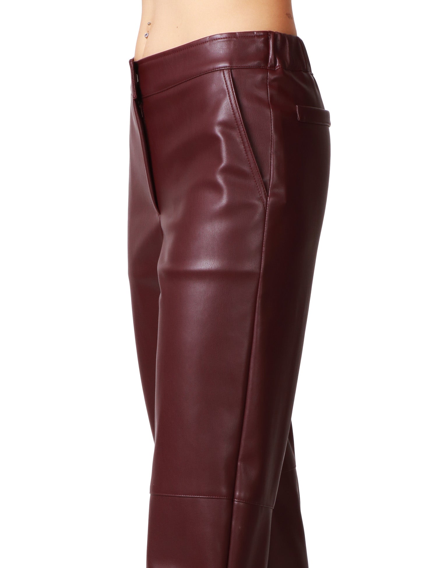PANTALONE DONNA ALPHA STUDIO CILIEGIA IN ECOPELLE A GAMBA DRITTA CON ELASTICO ARRICCIATO DIETRO