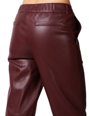PANTALONE DONNA ALPHA STUDIO CILIEGIA IN ECOPELLE A GAMBA DRITTA CON ELASTICO ARRICCIATO DIETRO