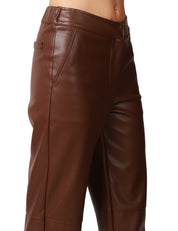 PANTALONE DONNA ALPHA STUDIO MORO IN ECOPELLE A GAMBA DRITTA CON ELASTICO ARRICCIATO DIETRO