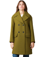 CAPPOTTO DONNA ALPHA STUDIO PISTACCHIO DOPPIOPETTO CON COLLO REVERS IN PANNO LANA