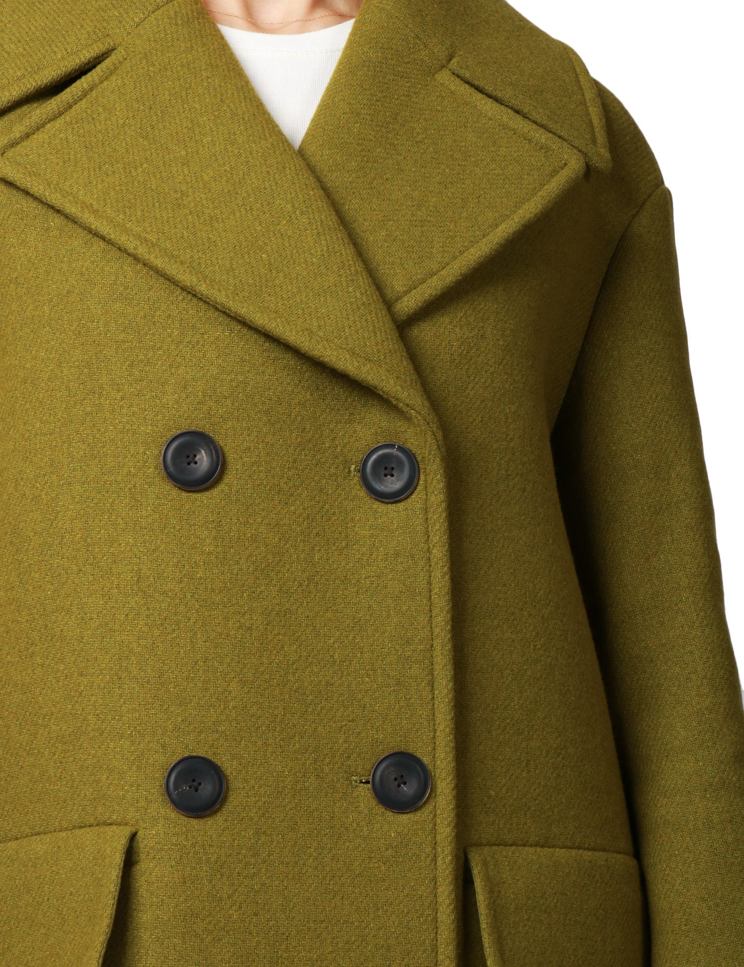 CAPPOTTO DONNA ALPHA STUDIO PISTACCHIO DOPPIOPETTO CON COLLO REVERS IN PANNO LANA