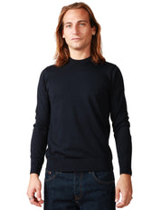 MAGLIA UOMO ALPHA STUDIO BLU NOTTE GIROCOLLO A MANICA LUNGA 100% LANA MERINOS