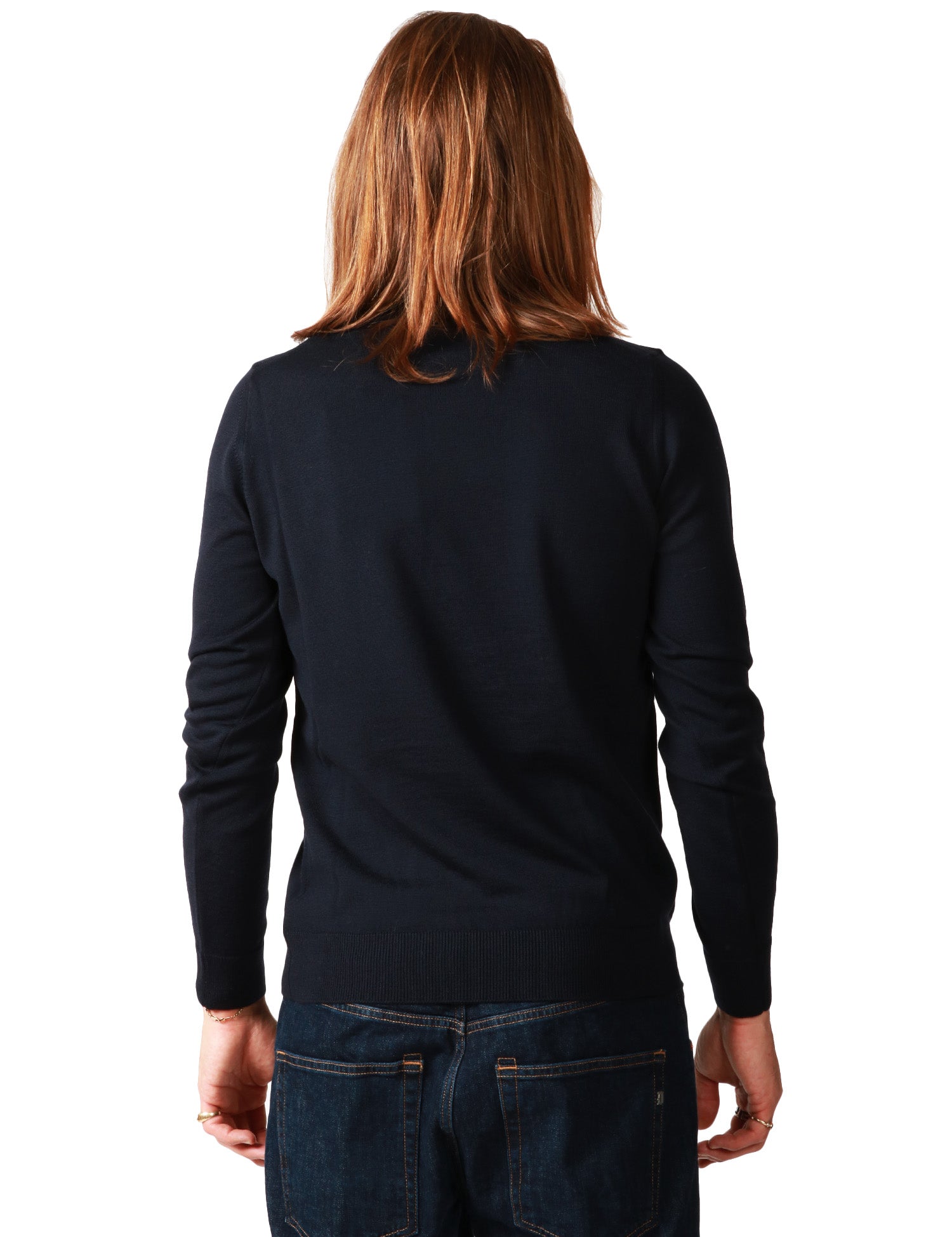 MAGLIA UOMO ALPHA STUDIO BLU NOTTE GIROCOLLO A MANICA LUNGA 100% LANA MERINOS