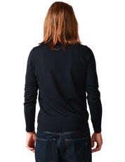 MAGLIA UOMO ALPHA STUDIO BLU NOTTE GIROCOLLO A MANICA LUNGA 100% LANA MERINOS