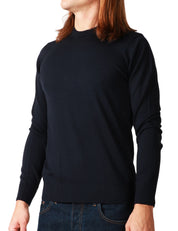 MAGLIA UOMO ALPHA STUDIO BLU NOTTE GIROCOLLO A MANICA LUNGA 100% LANA MERINOS