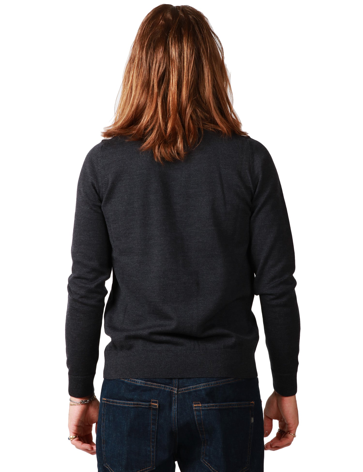 MAGLIA UOMO ALPHA STUDIO ANTRACITE GIROCOLLO 100% LANA MERINOS
