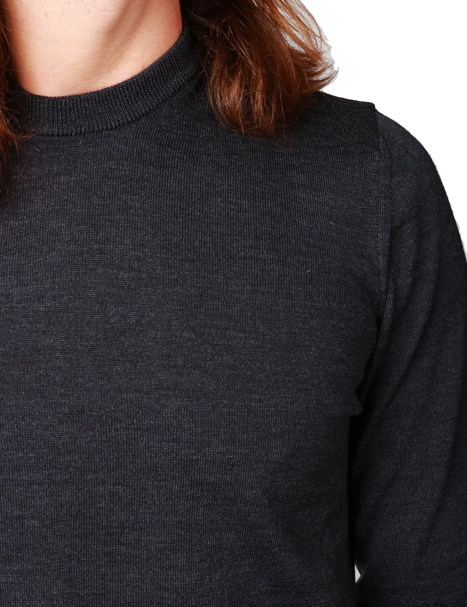 MAGLIA UOMO ALPHA STUDIO ANTRACITE GIROCOLLO 100% LANA MERINOS