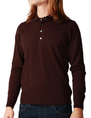 MAGLIA POLO UOMO ALPHA STUDIO MORO A MANICA LUNGA 100% LANA MERINOS