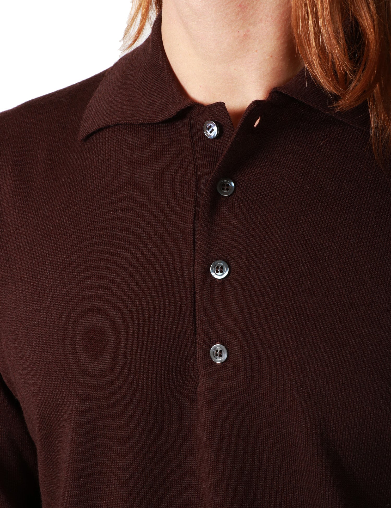 MAGLIA POLO UOMO ALPHA STUDIO MORO A MANICA LUNGA 100% LANA MERINOS