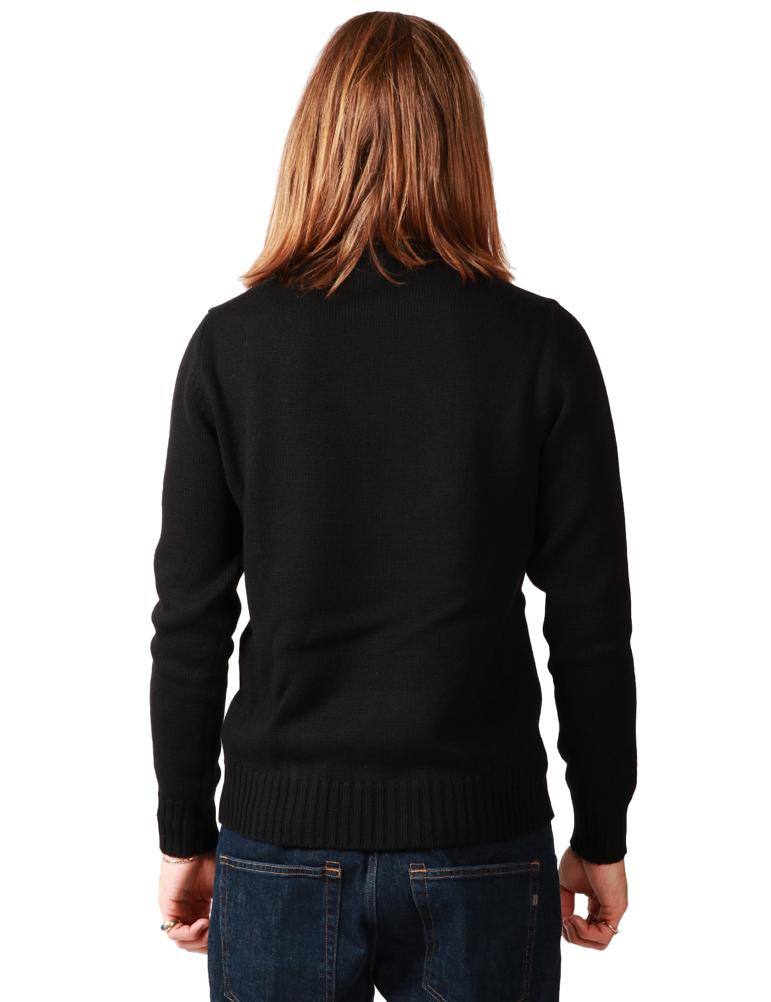 MAGLIONE UOMO ALPHA STUDIO NERO GIROCOLLO IN LANA MERINOS PESANTE