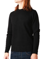 MAGLIONE UOMO ALPHA STUDIO NERO GIROCOLLO IN LANA MERINOS PESANTE