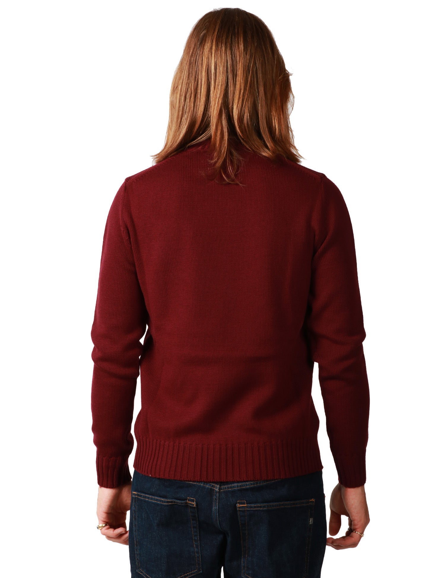 MAGLIONE UOMO ALPHA STUDIO CILIEGIA GIROCOLLO IN LANA MERINOS PESANTE