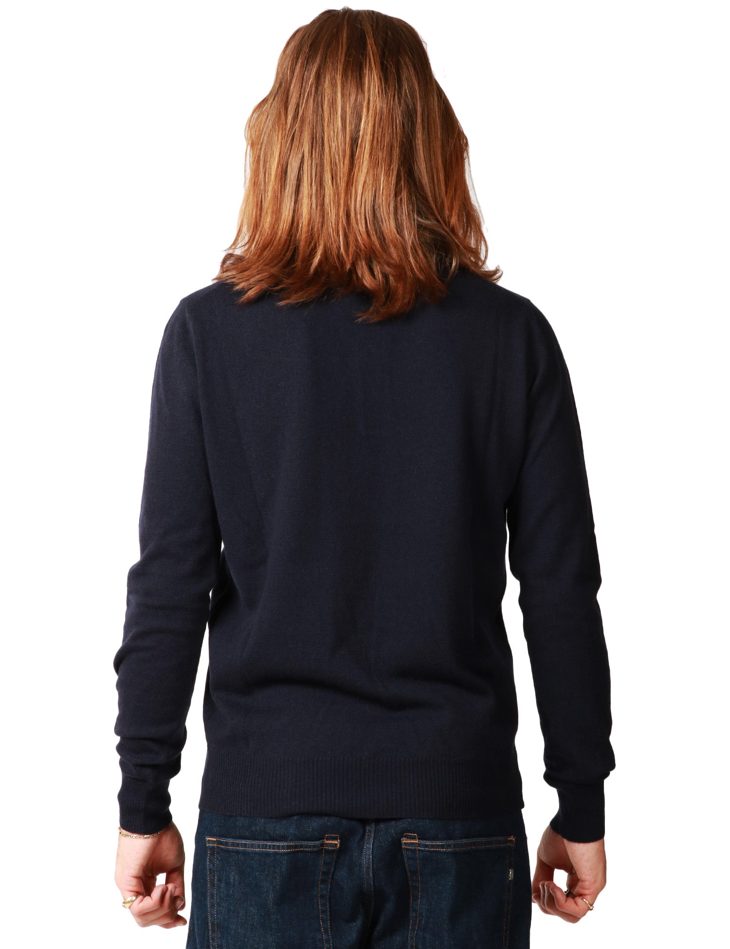 MAGLIA POLO UOMO ALPHA STUDIO BLU NOTTE A MANICA LUNGA 100% LANA VERGINE