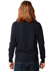 MAGLIA POLO UOMO ALPHA STUDIO BLU NOTTE A MANICA LUNGA 100% LANA VERGINE