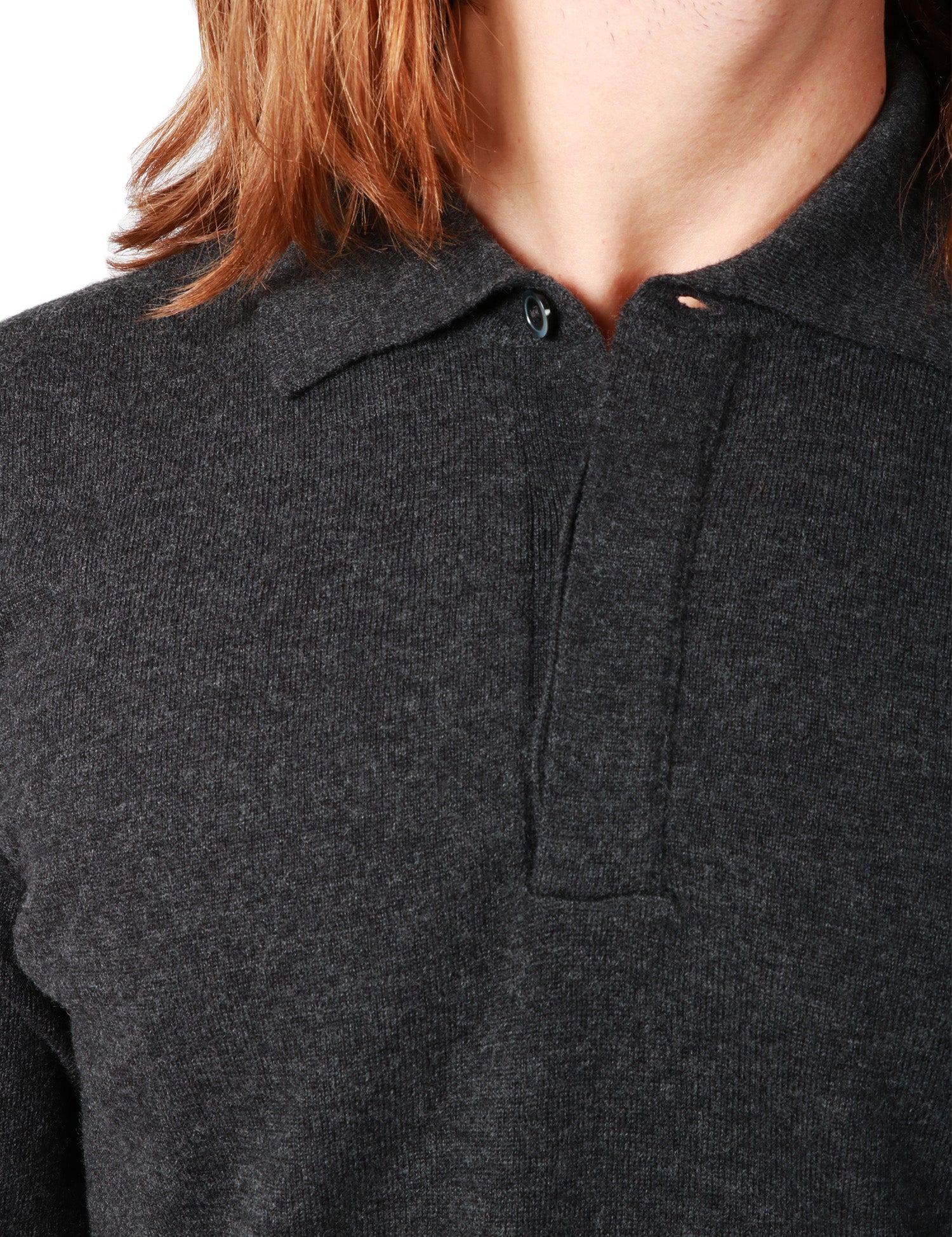 MAGLIA POLO UOMO ALPHA STUDIO ANTRACITE A MANICA LUNGA 100% LANA VERGINE
