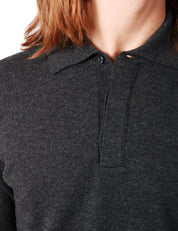 MAGLIA POLO UOMO ALPHA STUDIO ANTRACITE A MANICA LUNGA 100% LANA VERGINE