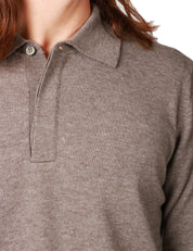 MAGLIA POLO UOMO ALPHA STUDIO TORTORA A MANICA LUNGA 100% LANA VERGINE