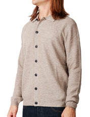 CARDIGAN UOMO ALPHA STUDIO GRIGIO CON COLLETTO E BOTTONI IN MISTO LANA E CASHMERE A TRAMA MICROPUNTO