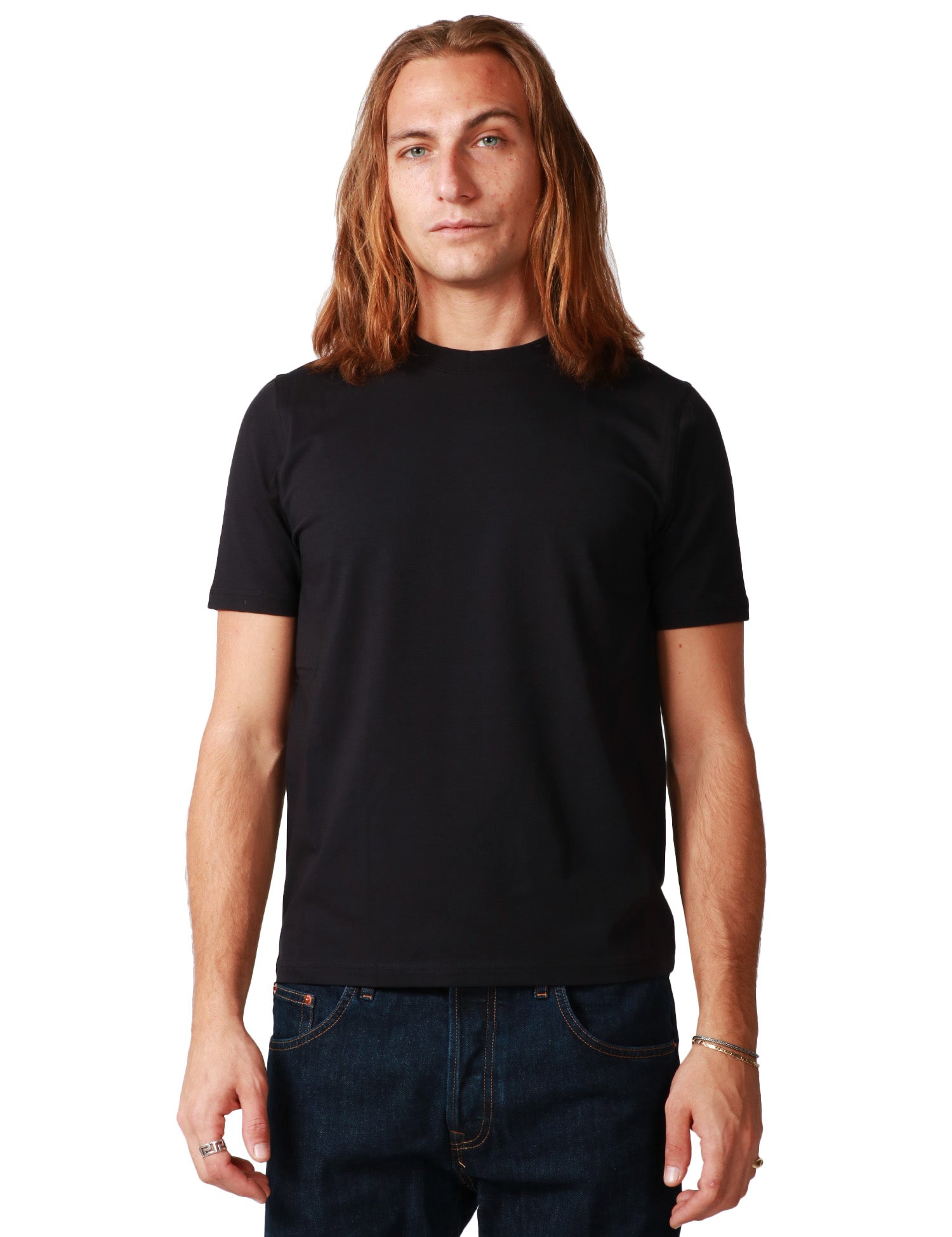 T-SHIRT UOMO ALPHA STUDIO BLU NOTTE GIROCOLLO IN JERSEY STRETCH
