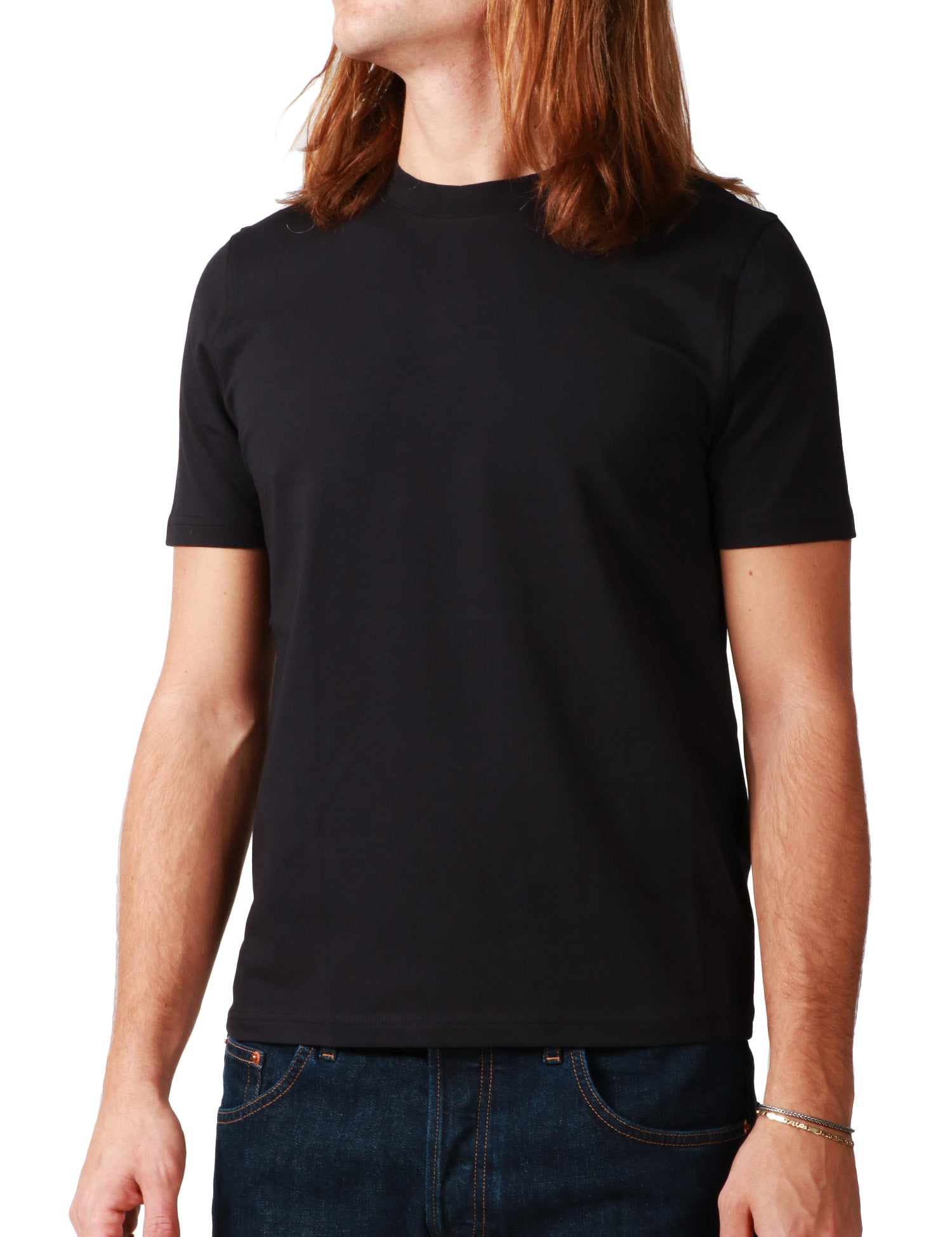 T-SHIRT UOMO ALPHA STUDIO BLU NOTTE GIROCOLLO IN JERSEY STRETCH