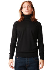 MAGLIA UOMO ALPHA STUDIO NERA DOLCEVITA IN MISTO SETA E CASHMERE