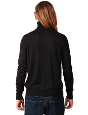MAGLIA UOMO ALPHA STUDIO NERA DOLCEVITA IN MISTO SETA E CASHMERE