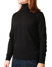 MAGLIA UOMO ALPHA STUDIO NERA DOLCEVITA IN MISTO SETA E CASHMERE